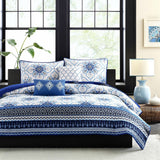 Queen size 7-Piece Comforter Set in Black White Grey Damask Pattern - Dubh_Arts
 - 2