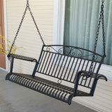Wrought Iron Outdoor Patio 4-Ft Porch Swing in Black - Dubh_Arts
 - 1