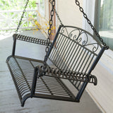 Wrought Iron Outdoor Patio 4-Ft Porch Swing in Black - Dubh_Arts
 - 2