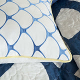 King Navy White Yellow Geometric Cotton 6 Piece Quilt Coverlet Set with Matching Pillows - Dubh_Arts
 - 4