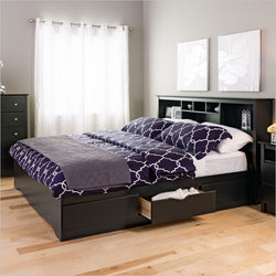 King size Bookcase Headboard in Black Wood Finish - Dubh_Arts
 - 1
