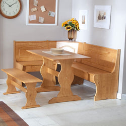 Reversible 3-Piece Corner Dining Set Light Honey Natural Wood Finish - Dubh_Arts
 - 1