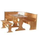 Reversible 3-Piece Corner Dining Set Light Honey Natural Wood Finish - Dubh_Arts
 - 2