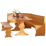 Reversible 3-Piece Corner Dining Set Light Honey Natural Wood Finish - Dubh_Arts
 - 3
