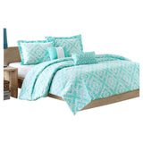 Full/Queen 5-Piece White Comforter Set w/ 2 Shams & 2 Decorative Pillows - Dubh_Arts
 - 2