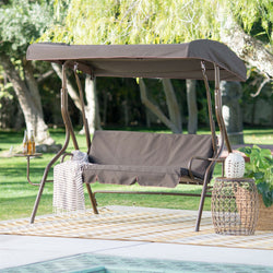 Outdoor Patio 2-Person Porch Swing with Adjustable Tilt Canopy and Side Table - Dubh_Arts
 - 1