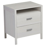 Modern 2-Drawer Nightstand Bedside Table in Larch White Wash Woodgrain Finish - Dubh_Arts
 - 2