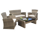 4-Piece Outdoor Weather Resistant Wicker Resin Patio Furniture Set with Cushions - Dubh_Arts
 - 2