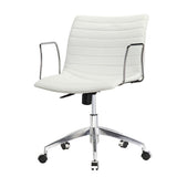 White Faux Leather Modern Mid-Century Office Chair with Curved Mid-Back Seat and Arms - Dubh_Arts
 - 2