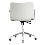 White Faux Leather Modern Mid-Century Office Chair with Curved Mid-Back Seat and Arms - Dubh_Arts
 - 3