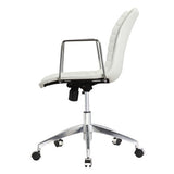 White Faux Leather Modern Mid-Century Office Chair with Curved Mid-Back Seat and Arms - Dubh_Arts
 - 4