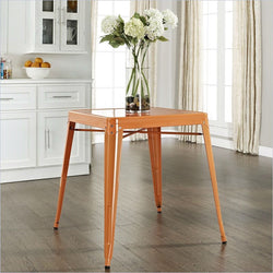 Mid Century French Cafe Style Metal Dining Table in Orange - Dubh_Arts
 - 1