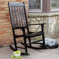 Indoor/Outdoor Patio Porch Black Slat Rocking Chair - Dubh_Arts
 - 1