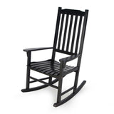 Indoor/Outdoor Patio Porch Black Slat Rocking Chair - Dubh_Arts
 - 4