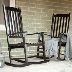 Set of 2 - Indoor/Outdoor Patio Porch Black Slat Rocking Chairs - Dubh_Arts
 - 1