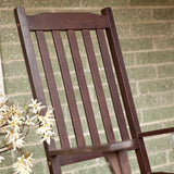Set of 2 - Indoor/Outdoor Patio Porch Dark Brown Slat Rocking Chairs - Dubh_Arts
 - 2