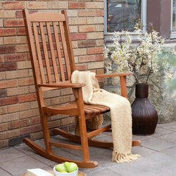 Indoor/Outdoor Patio Porch Natural Slat Rocking Chair - Dubh_Arts
 - 1