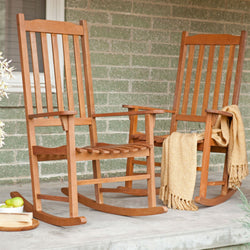 Set of 2 - Indoor/Outdoor Patio Porch Natural Slat Rocking Chairs - Dubh_Arts
 - 1
