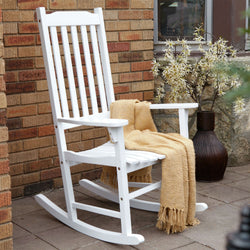 Indoor/Outdoor Patio Porch White Slat Rocking Chair - Dubh_Arts
 - 1