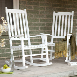 Set of 2 - Indoor/Outdoor Patio Porch White Slat Rocking Chairs - Dubh_Arts
 - 1