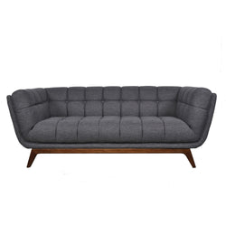 Medium Grey Linen Upholstered Modern Classic Mid-Century Sofa with Walnut Wood Legs - Dubh_Arts
 - 1