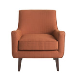 Orange Fabric Upholstered Mid-Century Style Arm Chair - Dubh_Arts
 - 2
