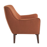 Orange Fabric Upholstered Mid-Century Style Arm Chair - Dubh_Arts
 - 4