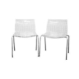 Set of 2 Modern Dining Chairs with Clear Seat and Metal Legs - Dubh_Arts
 - 1