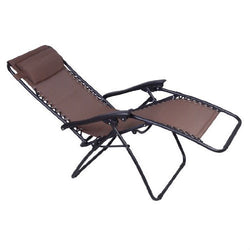 Brown Outdoor Zero Gravity Patio Recliner Lounge Chair - 300 lb Weight Capacity - Dubh_Arts
 - 1