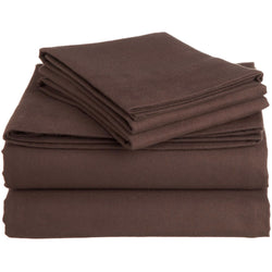 Queen 100-Percent Cotton Flannel Sheet Set in Brown Italian Roast - Dubh_Arts
 - 1