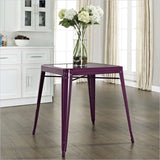 Mid-century French Cafe Style Powder-coated Steel Dining Table in Purple - Dubh_Arts
 - 1