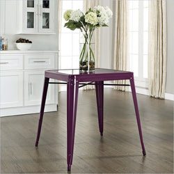 Mid-century French Cafe Style Powder-coated Steel Dining Table in Purple - Dubh_Arts
 - 1