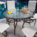 Outdoor Patio Furniture 5-Piece Dining Set with 4 Padded Sling Rocker Chairs in Beach - Dubh_Arts
 - 2