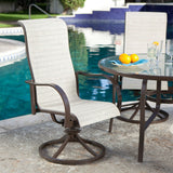 Outdoor Patio Furniture 5-Piece Dining Set with 4 Padded Sling Rocker Chairs in Beach - Dubh_Arts
 - 3