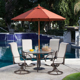 Outdoor Patio Furniture 5-Piece Dining Set with 4 Padded Sling Rocker Chairs in Beach - Dubh_Arts
 - 4