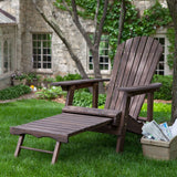 Dark Brown Wood Adirondack Chair with Built-in Retractable Ottoman - Dubh_Arts
 - 1