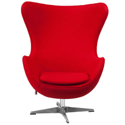 Red Wool Fabric Contemporary Armchair Egg Shaped Living Room Accent Chair - Dubh_Arts
 - 1