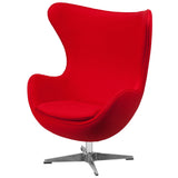 Red Wool Fabric Contemporary Armchair Egg Shaped Living Room Accent Chair - Dubh_Arts
 - 2