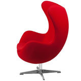 Red Wool Fabric Contemporary Armchair Egg Shaped Living Room Accent Chair - Dubh_Arts
 - 3
