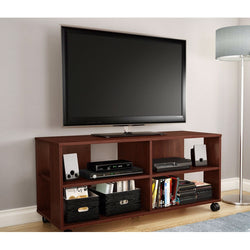 Modern Royal Cherry Finish TV Stand with Casters Wheels - Dubh_Arts
 - 1