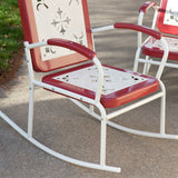 Cherry Red Retro Patio 3 Piece Metal Rocker Rocking Chair Set - Dubh_Arts
 - 4