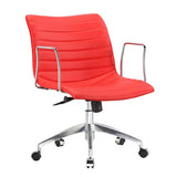 Red Faux Leather Upholstered Mid-century Modern Mid-Back Office Chair - Dubh_Arts
 - 1
