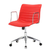 Red Faux Leather Upholstered Mid-century Modern Mid-Back Office Chair - Dubh_Arts
 - 2