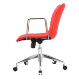 Red Faux Leather Upholstered Mid-century Modern Mid-Back Office Chair - Dubh_Arts
 - 4