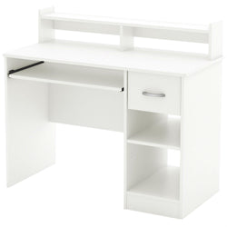 Modern Computer Desk with Keyboard Tray in White Finish - Dubh_Arts
 - 1