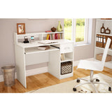 Modern Computer Desk with Keyboard Tray in White Finish - Dubh_Arts
 - 2