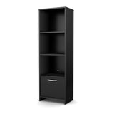 Modern Bookcase with 3 Shelves & Bottom Door in Black - Dubh_Arts
 - 1
