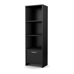 Modern Bookcase with 3 Shelves & Bottom Door in Black - Dubh_Arts
 - 1