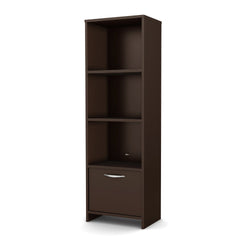 3-Shelf Bookcase with Bottom Door Storage Space in Chocolate - Dubh_Arts
 - 1