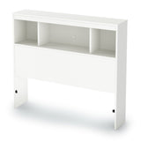 Twin size Modern Bookcase Headboard in White Wood Finish - Dubh_Arts
 - 1